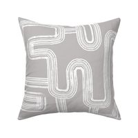 Wavy Lines Modern Abstract Wallpaper in Grey & White