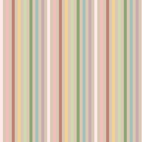 Traditional multi-colored pink, soft red, yellow, green and blue stripes