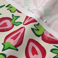 Strawberries Paper Cut Linen White OC-146 f3ecdb