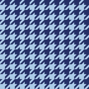 Houndstooth Check, Navy Blue and Baby Blue, Medium Scale