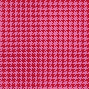 Houndstooth Check, Pink and Red, Small Scale 