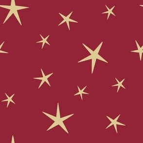 Gold Stars on Red  (7x7)
