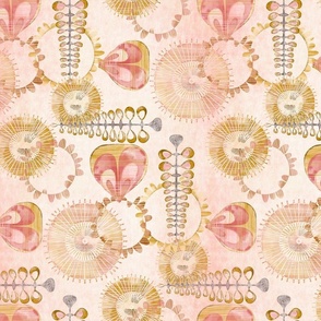 Romance Linen -pinks on white (medium scale)