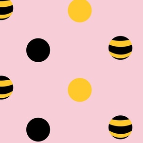 Bee Polka Dots Light Pink- Large Print