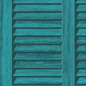 1950s Inspired Teak Wood Shutters Turquoise