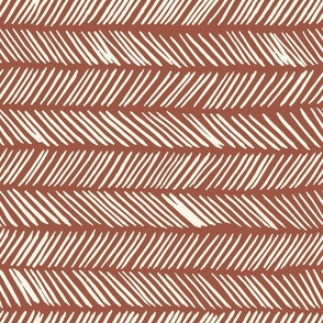 Large // Wonky Herringbone Chevron: Hand-Painted Geometric Boho Lines - Rust Pink