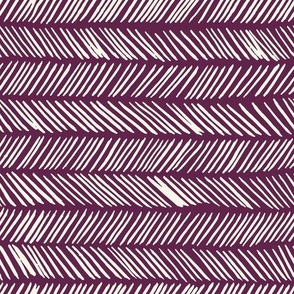 Medium // Wonky Herringbone Chevron: Hand-Painted Geometric Boho Lines - Plum Purple