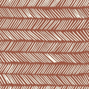 Medium // Wonky Herringbone Chevron: Hand-Painted Geometric Boho Lines - Rust Pink