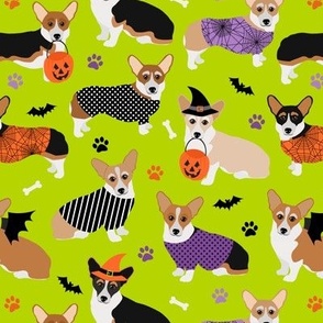 Halloween Corgi Dogs Green