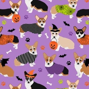 Halloween Corgi Dogs Purple