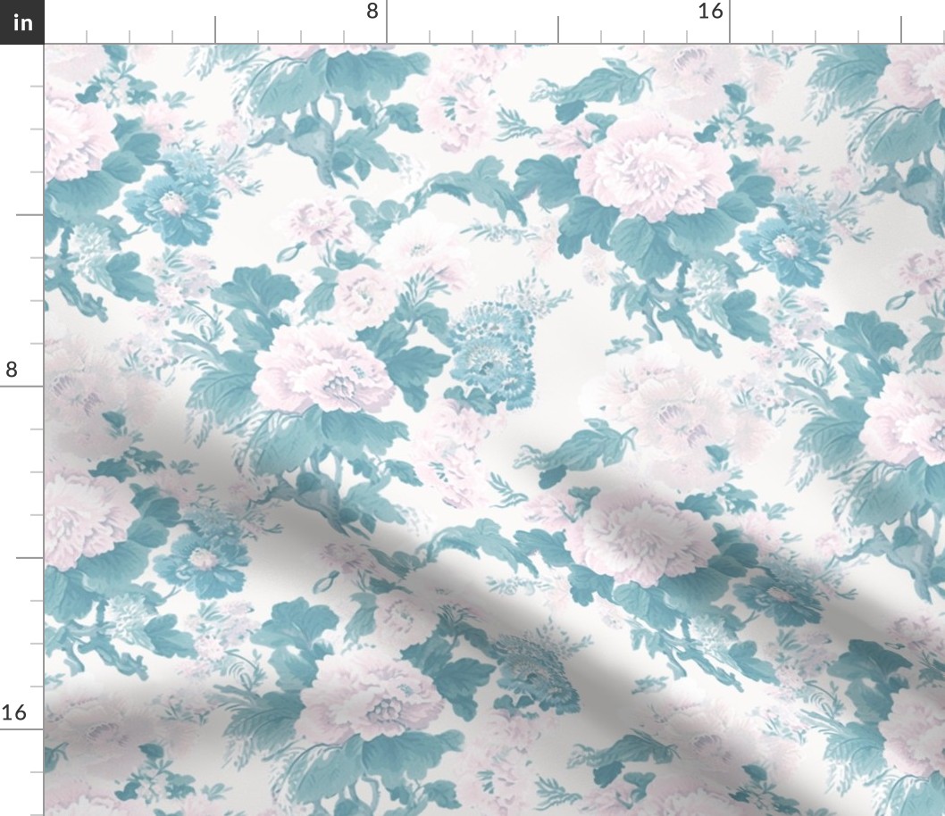 Lancaster Floral Dark Green Faded