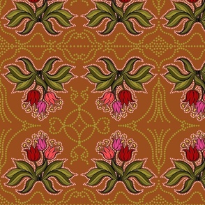 Tulips Bunch_on Brown_LARGE_14x14_(wallpaper 12x12)