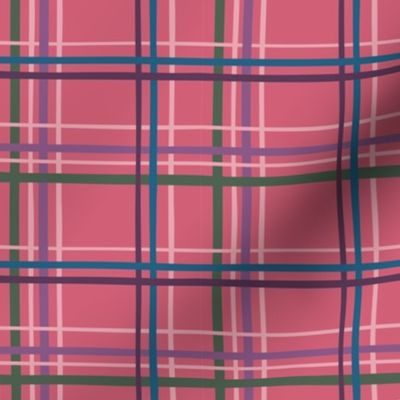 Pink Plaid Stripes with green, purple, and blue stripes