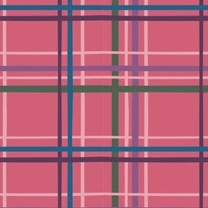Pink Plaid Stripes with green, purple, and blue stripes