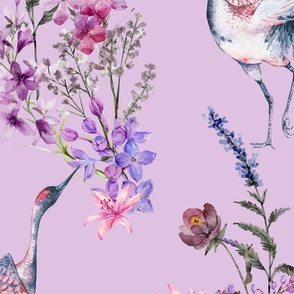 Cranes and Lavender - Large Version