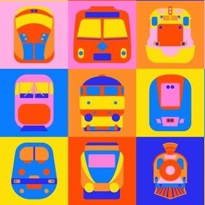 Totally Trains - Iconic Locomotives - Bright Pink + Red + Yellow Checkers