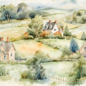 Watercolour Farmhouse 