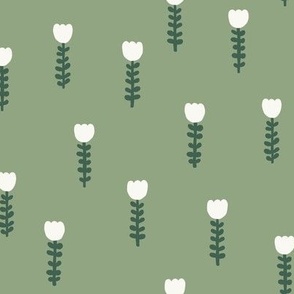 TINY TULIPS - Sage + Forest Green
