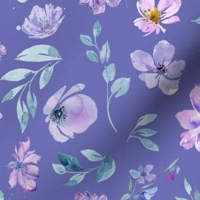 Purple Watercolor Floral on Purple