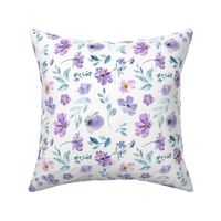 Purple Watercolor Floral on White