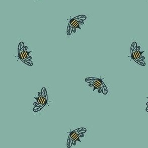 Buzzy Bees on Teal (4.5x4.5)
