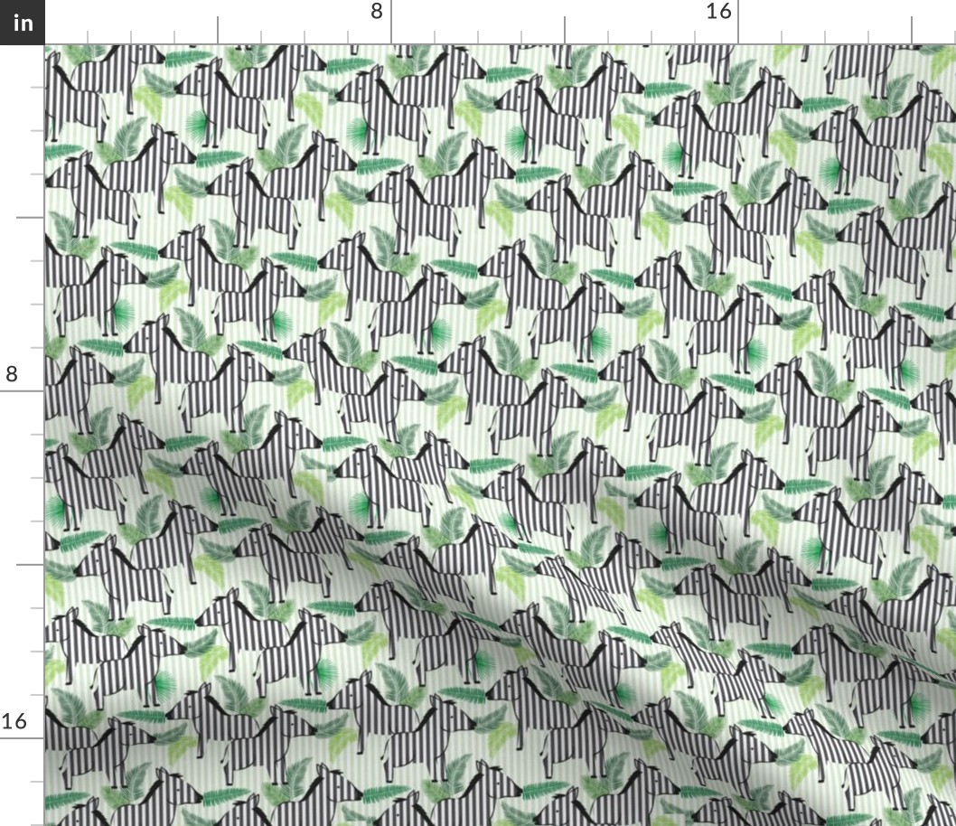 Zebras Grazing // Green // Small