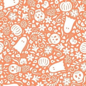 ghostly garden - peach and white