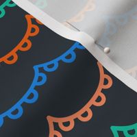 scalloped banners on dark