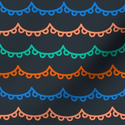 scalloped banners on dark