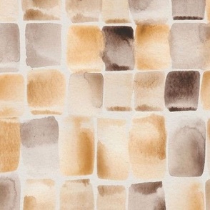 Watercolor of rectangles in shades of brown and gold