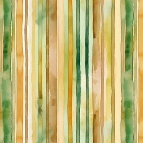 Watercolor Stripes in Green and Gold