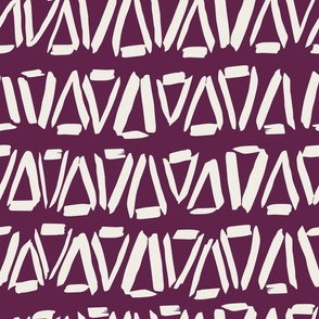 Large //  Wonky Triangles: Boho Hand-Painted Geometric Triangle - Plum Purple