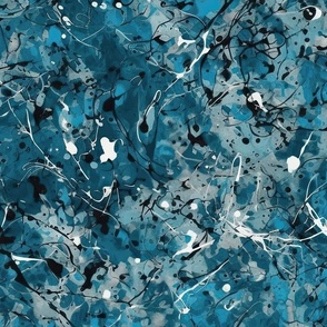 Blue Drip Paint Splatter Technique