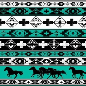 Western American Indian Horses Blanket-turquoise