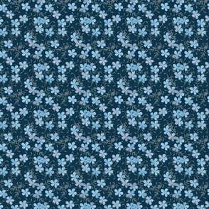 Small Blue Flax on Dark Blue Background
