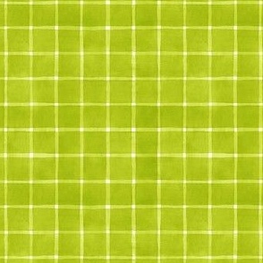 Lime Green Window pane Check Gingham - Ditsy Scale - Chartreuse Bright Green