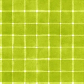 Lime Green Window pane Check Gingham - Small Scale - Chartreuse Bright Green