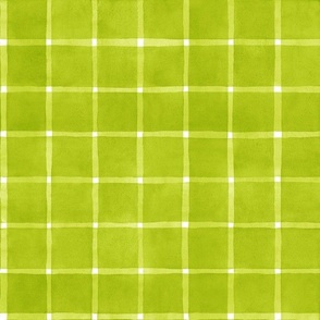 Lime Green Window pane Check Gingham - Medium Scale - Chartreuse Bright Green