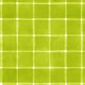 Lime Green Window pane Check Gingham - Large Scale - Chartreuse Bright Green