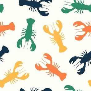 lobsters - multi green/orange/cream - LAD23