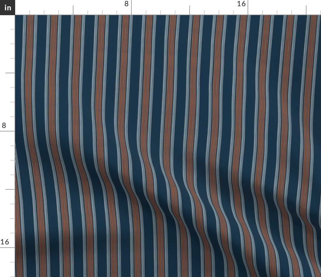 Stripes - Nautical Coordinate - Orange / Dark blue - LAD23