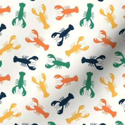 (small scale) lobsters - multi green/orange/cream - LAD23