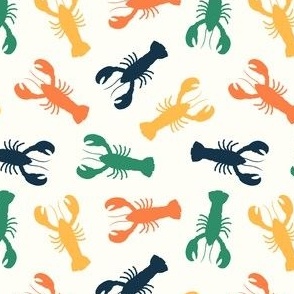 (small scale) lobsters - multi green/orange/cream - LAD23