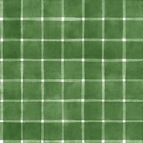 Woodland Green Window pane Check Gingham - Small Scale - Christmas Green Forest Green