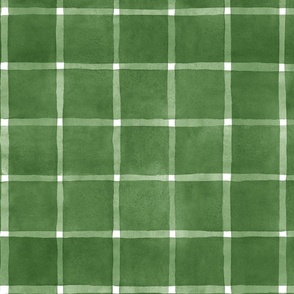 Woodland Green Window pane Check Gingham - Large Scale - Christmas Green Forest Green