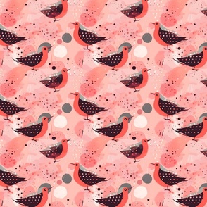 Abstract Birds in Pink