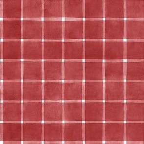 Classic Red Window pane Check Gingham - Small Scale - Auburn Crimson Bright Cardinal