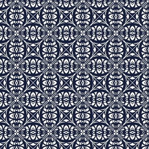 Blue Design Diamond pattern flowers