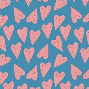 Pink hearts on Turquoise