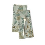 Garden Intertwined Blue grey on Grey green 24 inch repeat fabric and wallpaper 